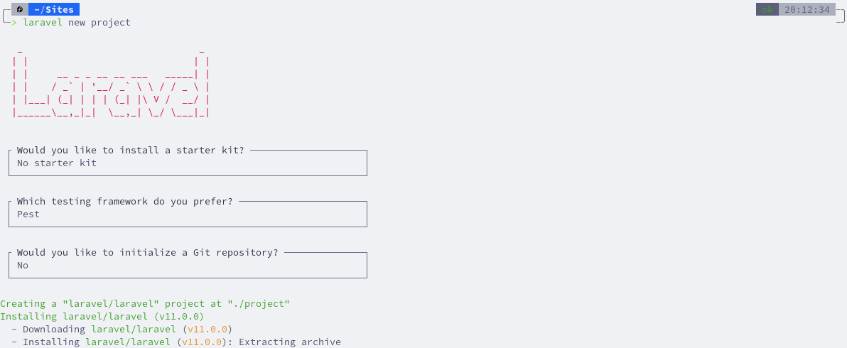 Laravel installer